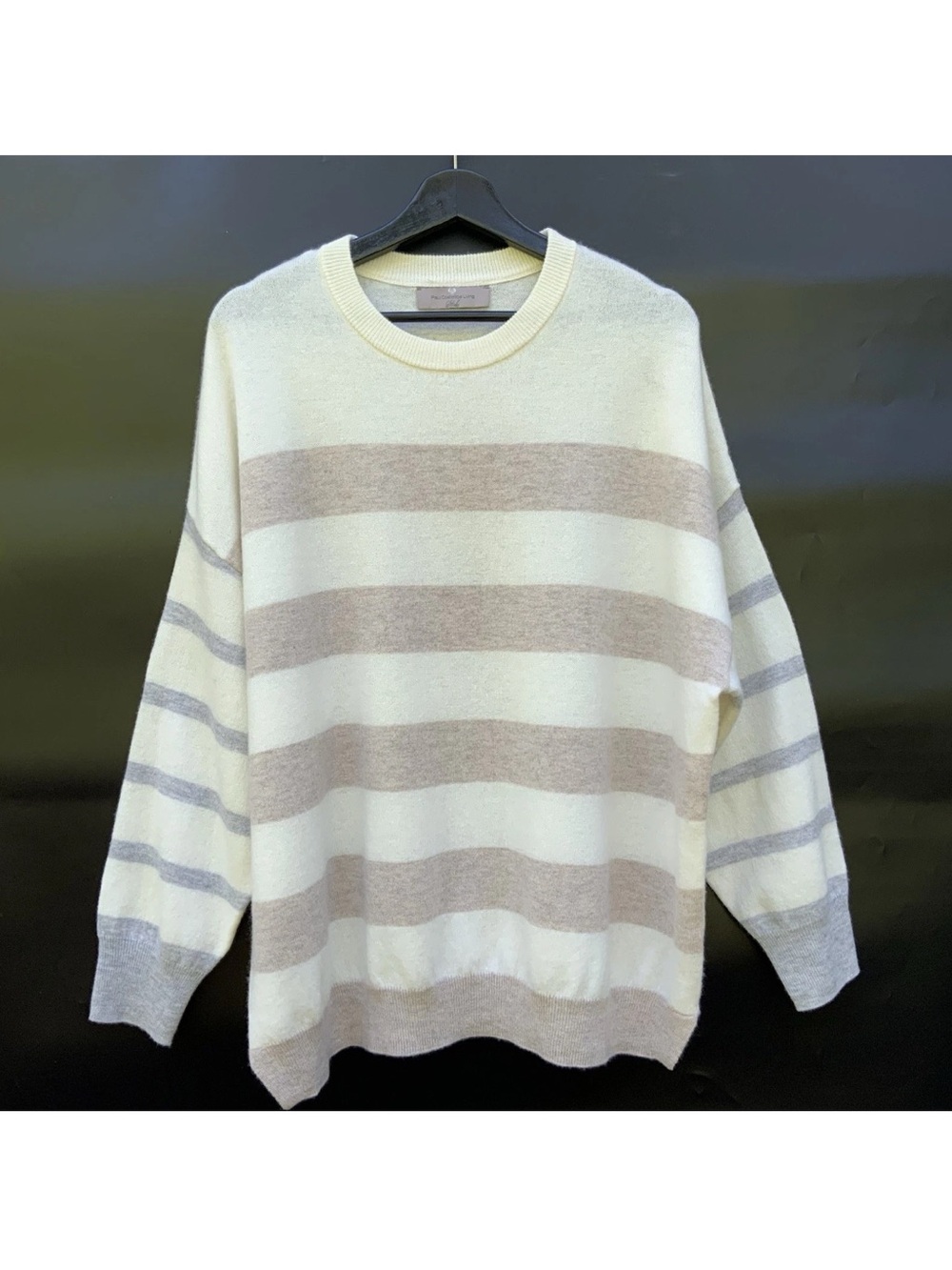 Paul Costelloe 100% Merino Wool Sweater Women’s XL Striped Crew Neck